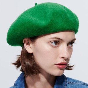 Zara Green Wool Beret Hat